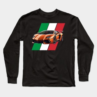 Lamborghini Aventador with Italy flag Long Sleeve T-Shirt